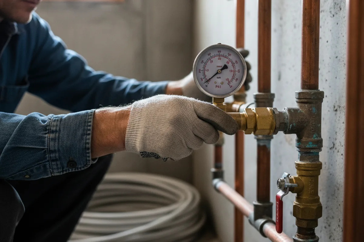 Pressure testing a repaired line during Water Line Repair in Kittredge